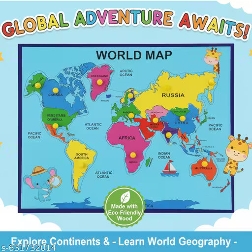 The Global Navigator™: Heritage Wooden World Map Discovery Board