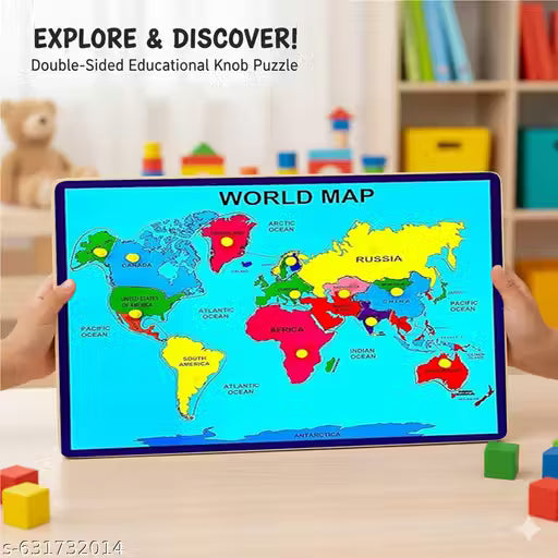 The Global Navigator™: Heritage Wooden World Map Discovery Board